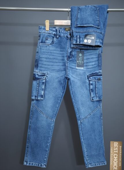 Denim Jeans Pant - লাইট ওয়াশ - Cargo